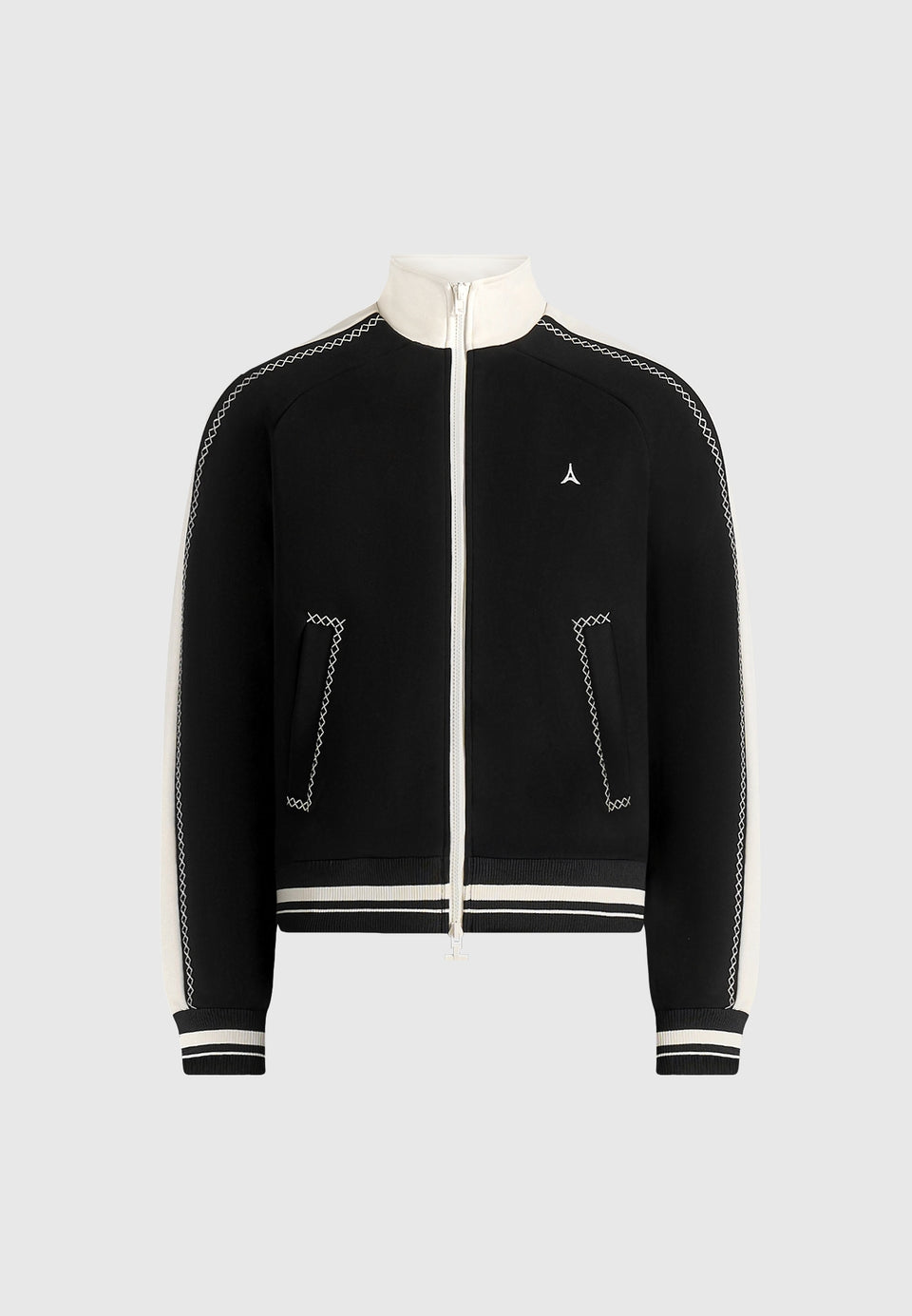 Tristan - Contrast Whipstitch Raglan Track Jacket - Black