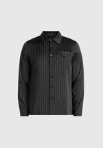 Elian - Satin Pinstripe Slim Fit Dress Shirt - Black