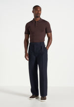 Dorian - Pinstripe Wool Pleated Trousers - Navy