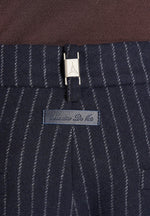 Dorian - Pinstripe Wool Pleated Trousers - Navy