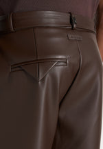 Serge - Relaxed Fit Leather Pleated Trousers - Brown