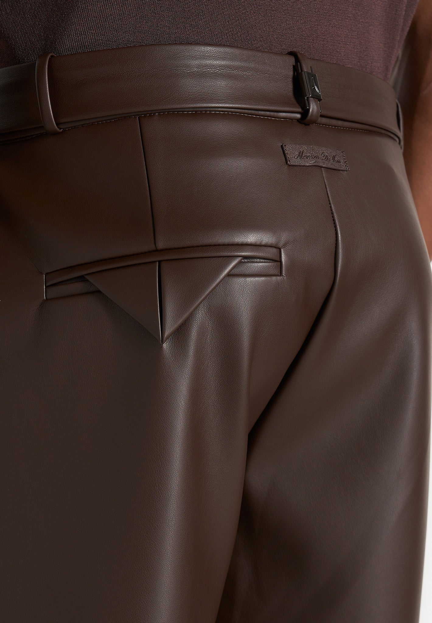 Serge - Relaxed Fit Leather Pleated Trousers - Brown
