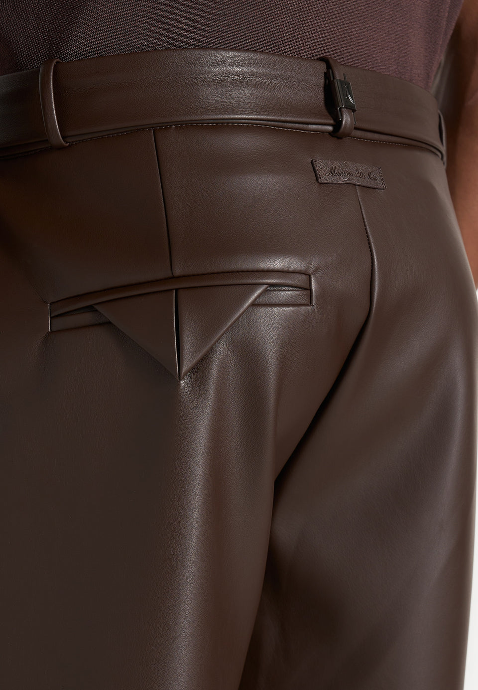 Serge - Relaxed Fit Leather Pleated Trousers - Brown