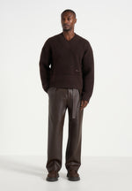 Serge - Relaxed Fit Leather Pleated Trousers - Brown