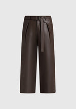 Serge - Relaxed Fit Leather Pleated Trousers - Brown
