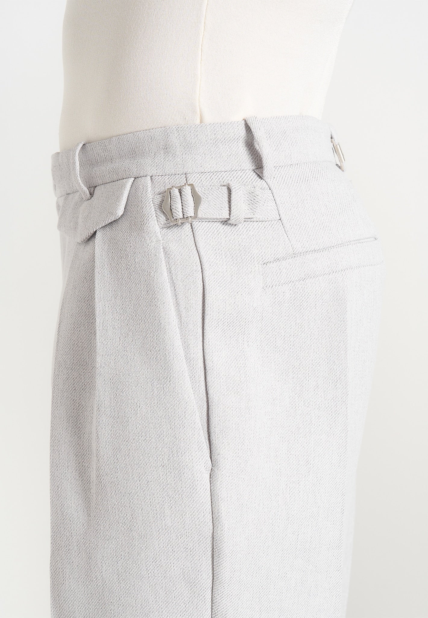Pierre - Twin Pleat Tailored Trousers - Light Grey