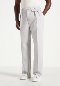 Pierre - Twin Pleat Tailored Trousers - Light Grey