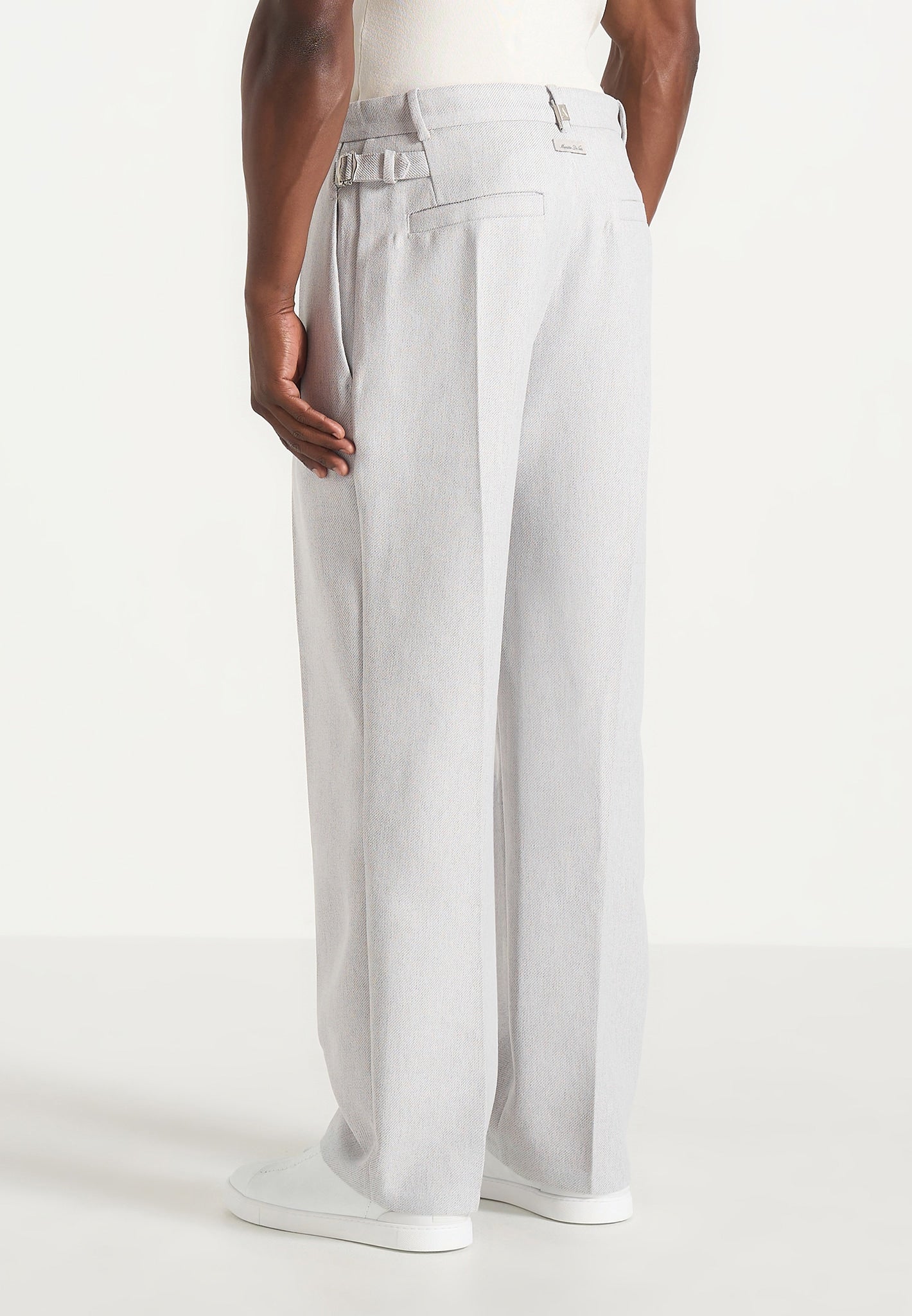 Pierre - Twin Pleat Tailored Trousers - Light Grey