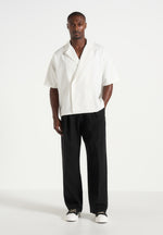 Abel - Boxy Pinstripe Double Breasted Shirt - White
