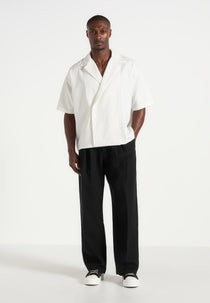 Abel - Boxy Pinstripe Double Breasted Shirt - White