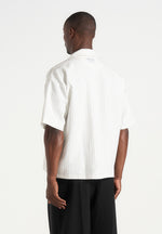 Abel - Boxy Pinstripe Double Breasted Shirt - White