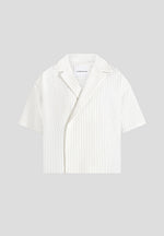 Abel - Boxy Pinstripe Double Breasted Shirt - White