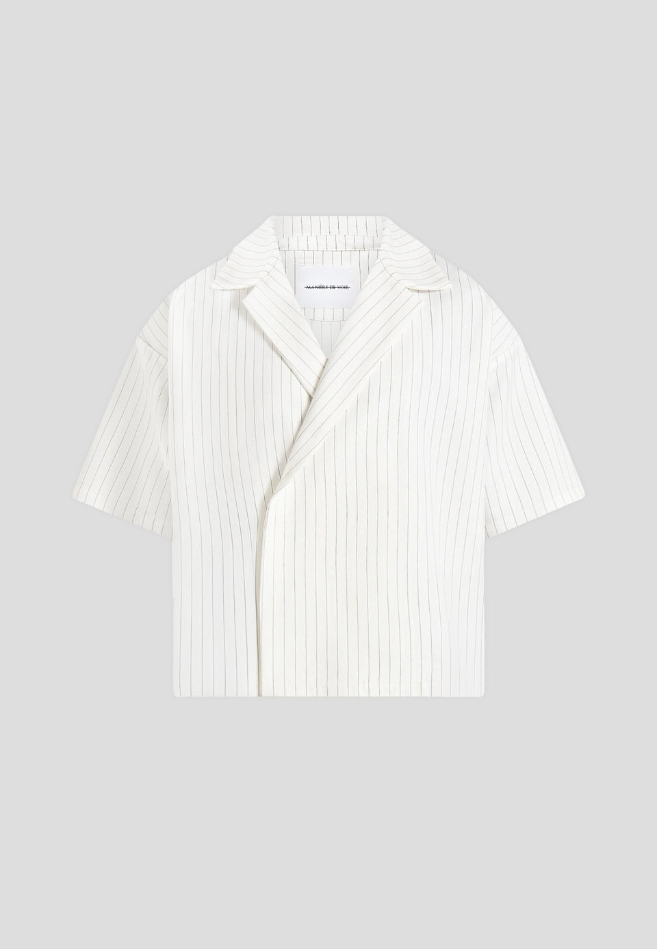 Abel - Boxy Pinstripe Double Breasted Shirt - White