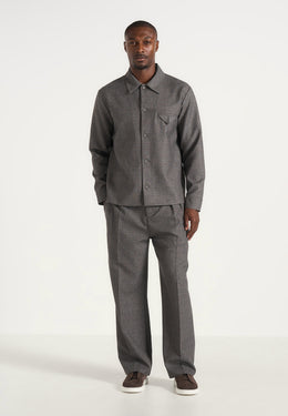 Leo - Textured Tailored Overshirt - Dark Grey