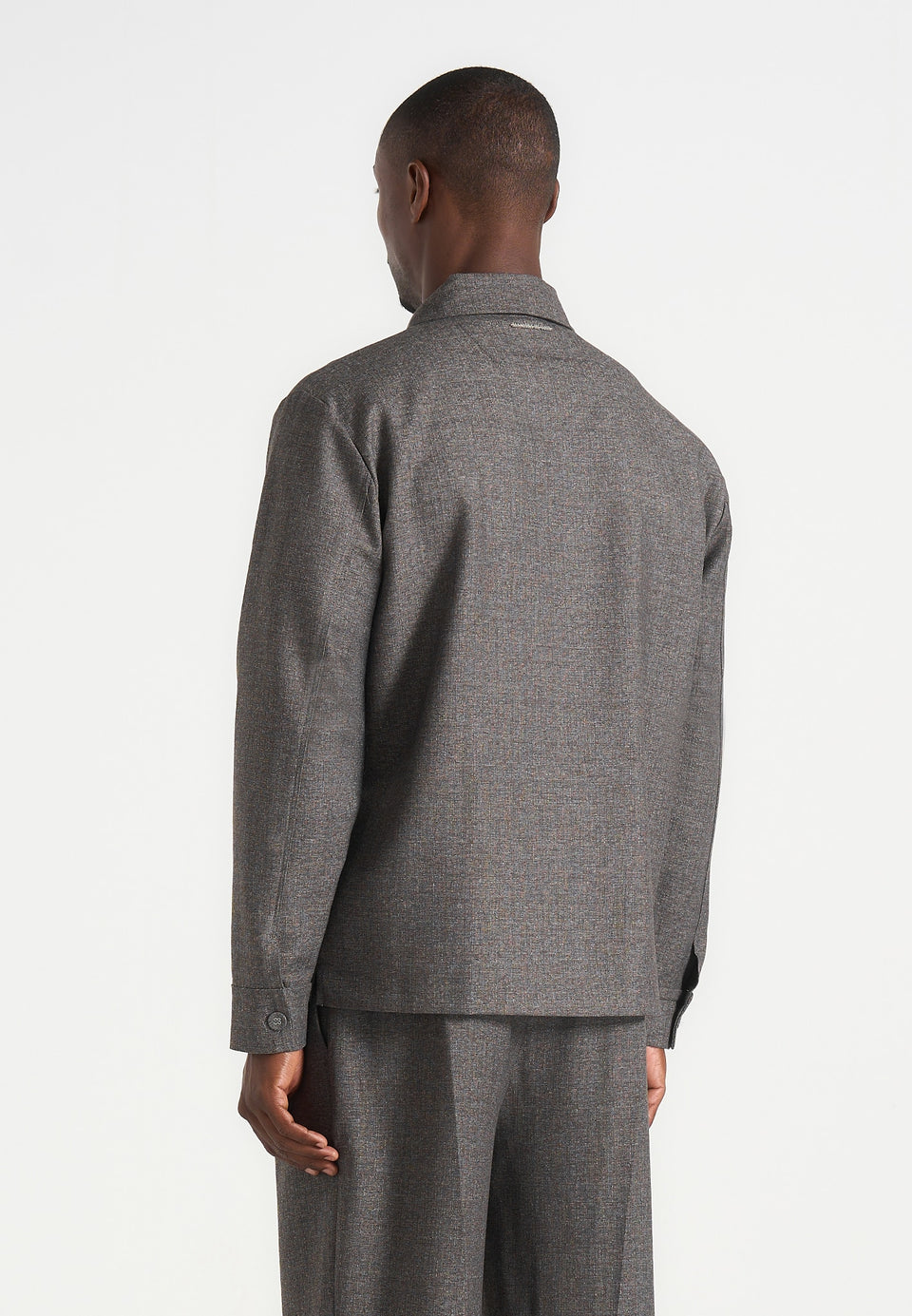 Leo - Hatched Tailored Overshirt - Grey