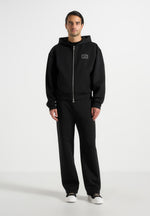 Ray - Unisex Neoprene Cropped Zip Hoodie - Black