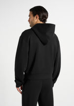 Ray - Unisex Neoprene Cropped Zip Hoodie - Black