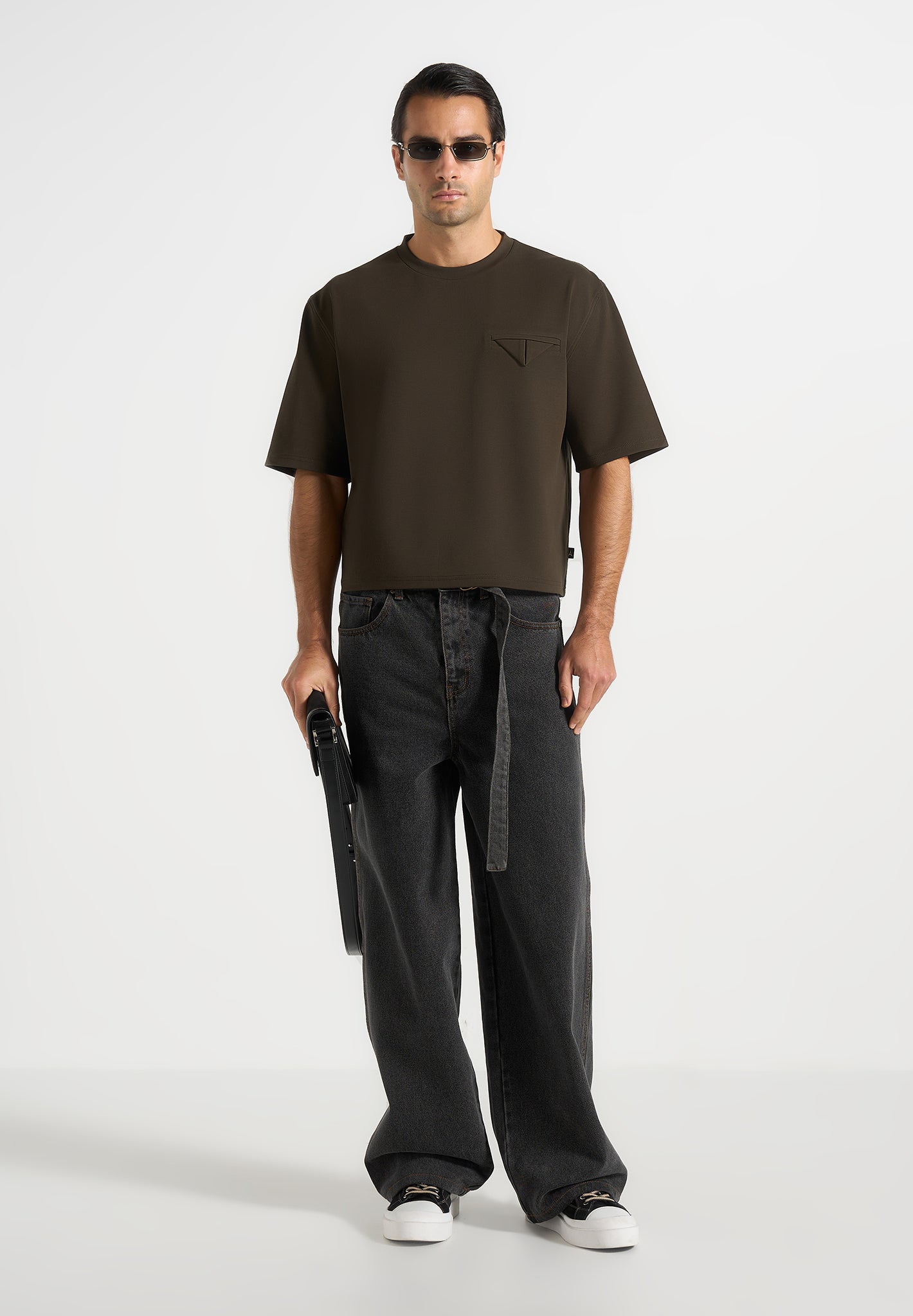 Léon - Boxy Cropped Cotton T-Shirt - Olive 