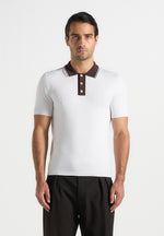 Roux - Contrast Detail Luxe Knit Polo Shirt - White