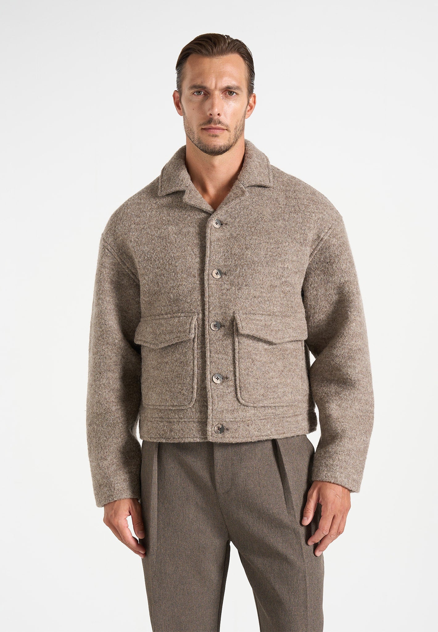 Aurel - Wool Jacket With Revere Collar - Taupe