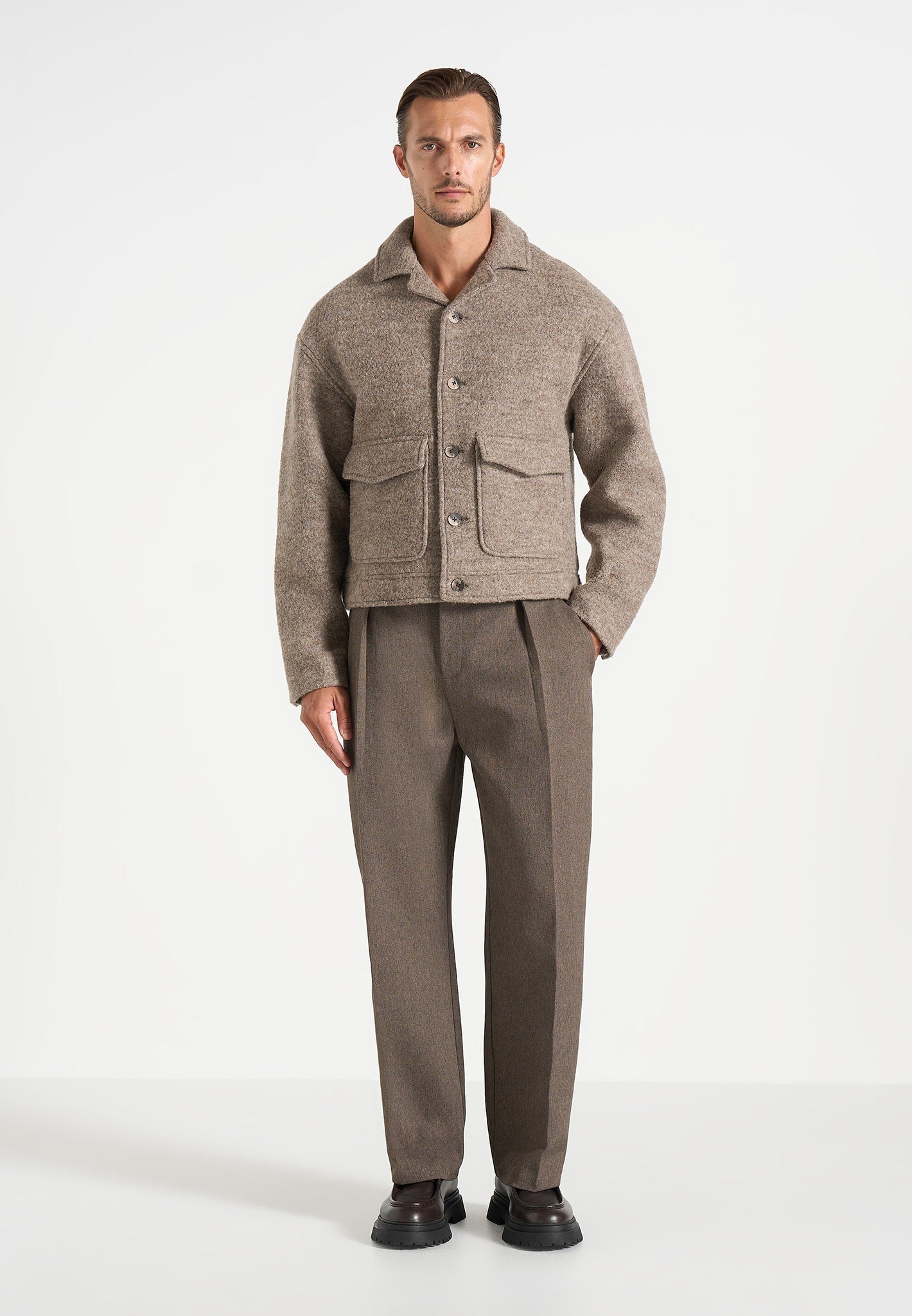 Aurel - Wool Jacket With Revere Collar - Taupe