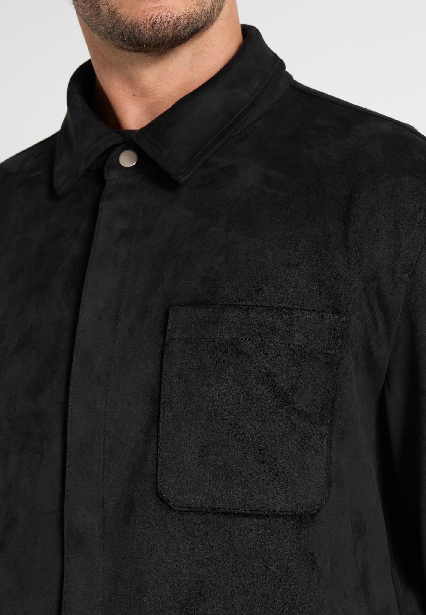 Andy - Unisex Suede Long Sleeve Shirt - Black