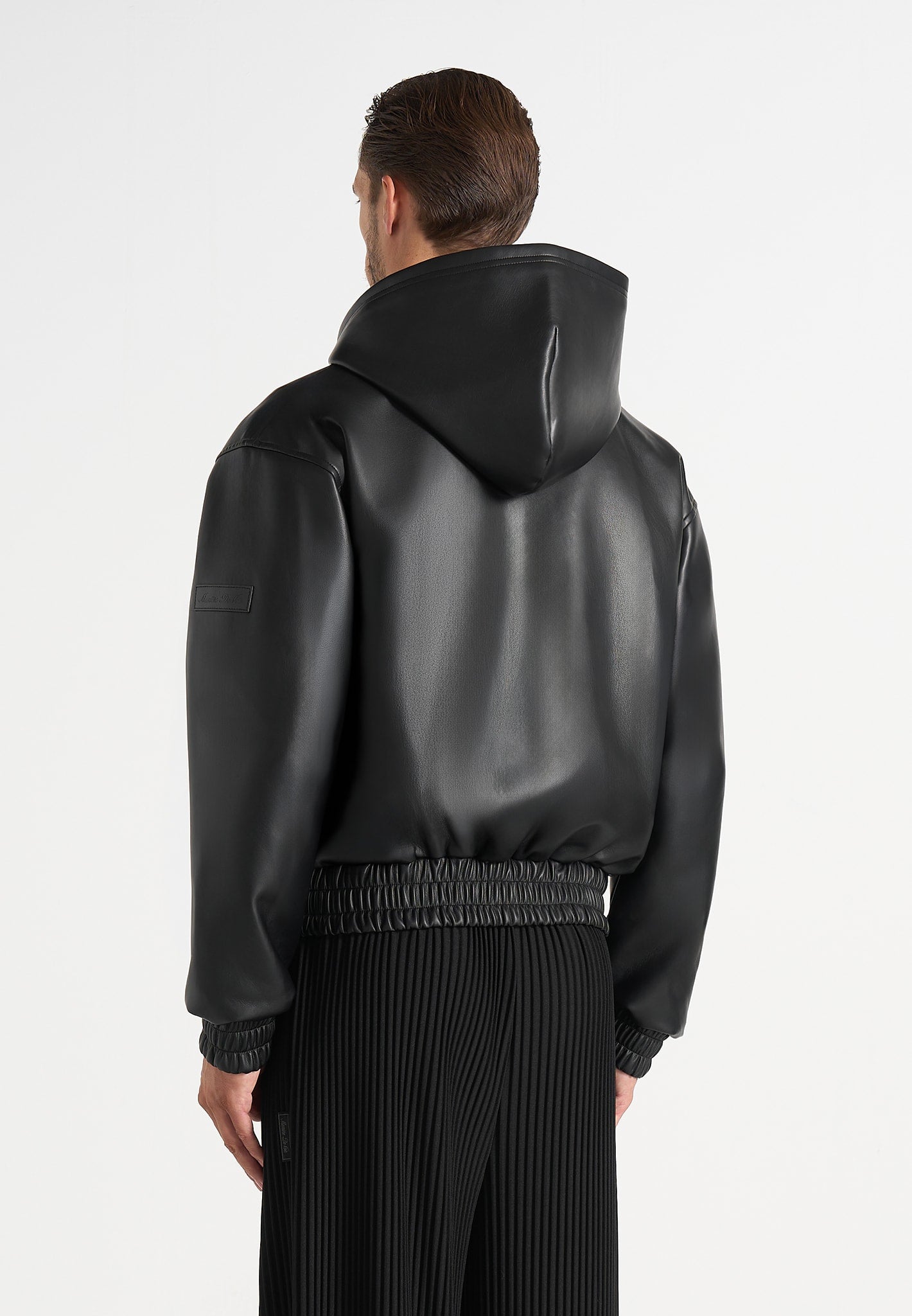 Jude - Unisex Leather Zip-Through Hooded Jacket - Black