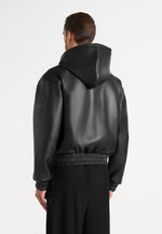 Jude - Unisex Leather Zip-Through Hooded Jacket - Black