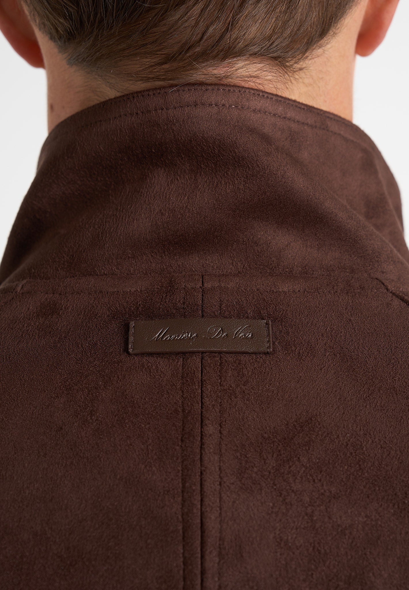 Romain - Unisex Suede Funnel Neck Bomber Jacket - Brown