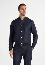 Savin - Pinstripe Bomber Jacket - Navy
