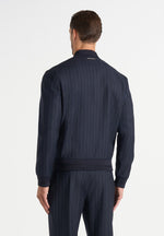 Savin - Pinstripe Bomber Jacket - Navy