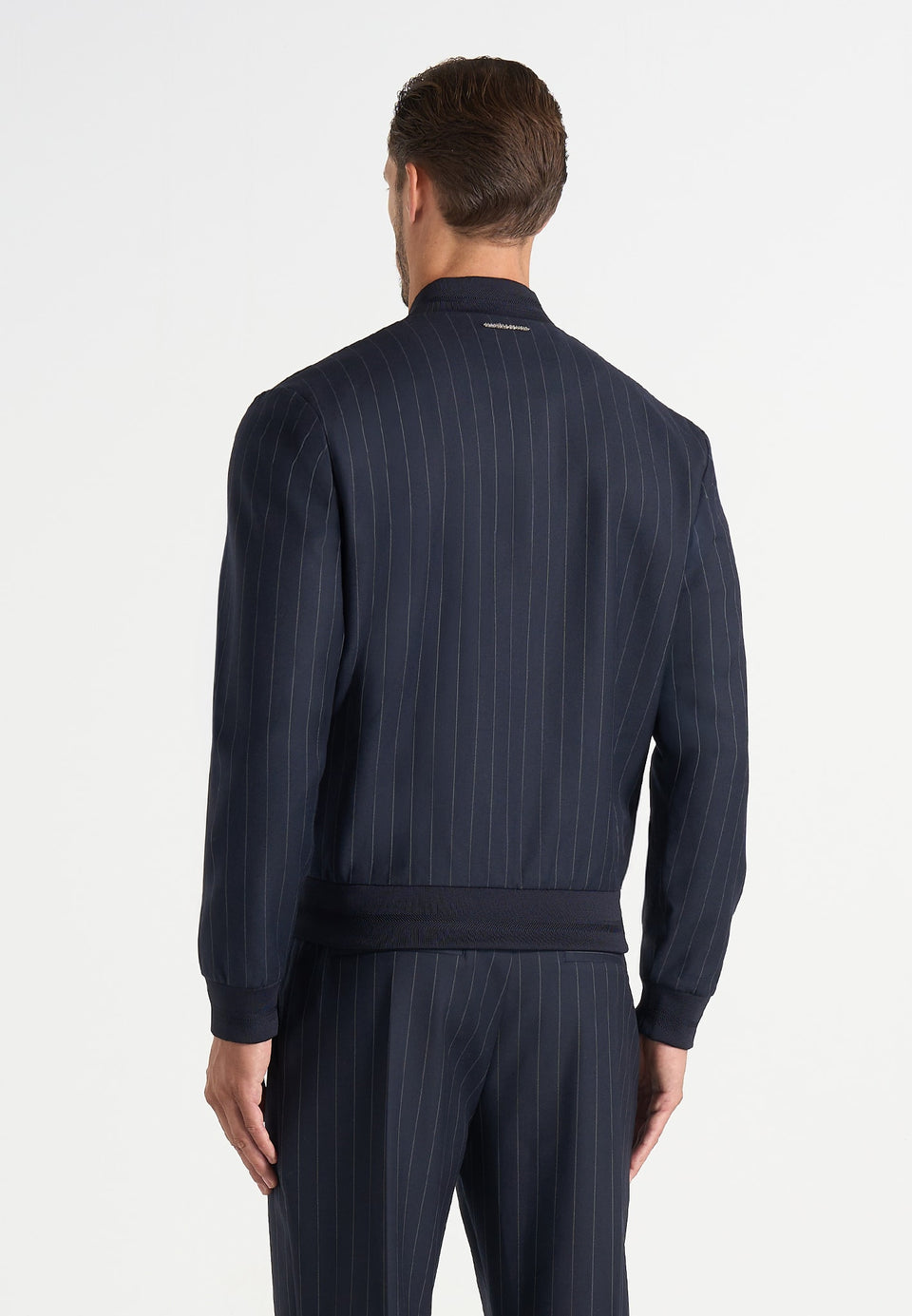 Savin - Pinstripe Bomber Jacket - Navy