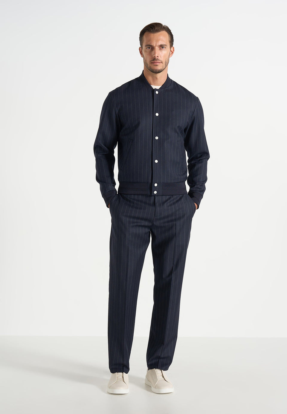 Joseph - Regular Fit Pinstripe Wool-Blend Trousers - Navy