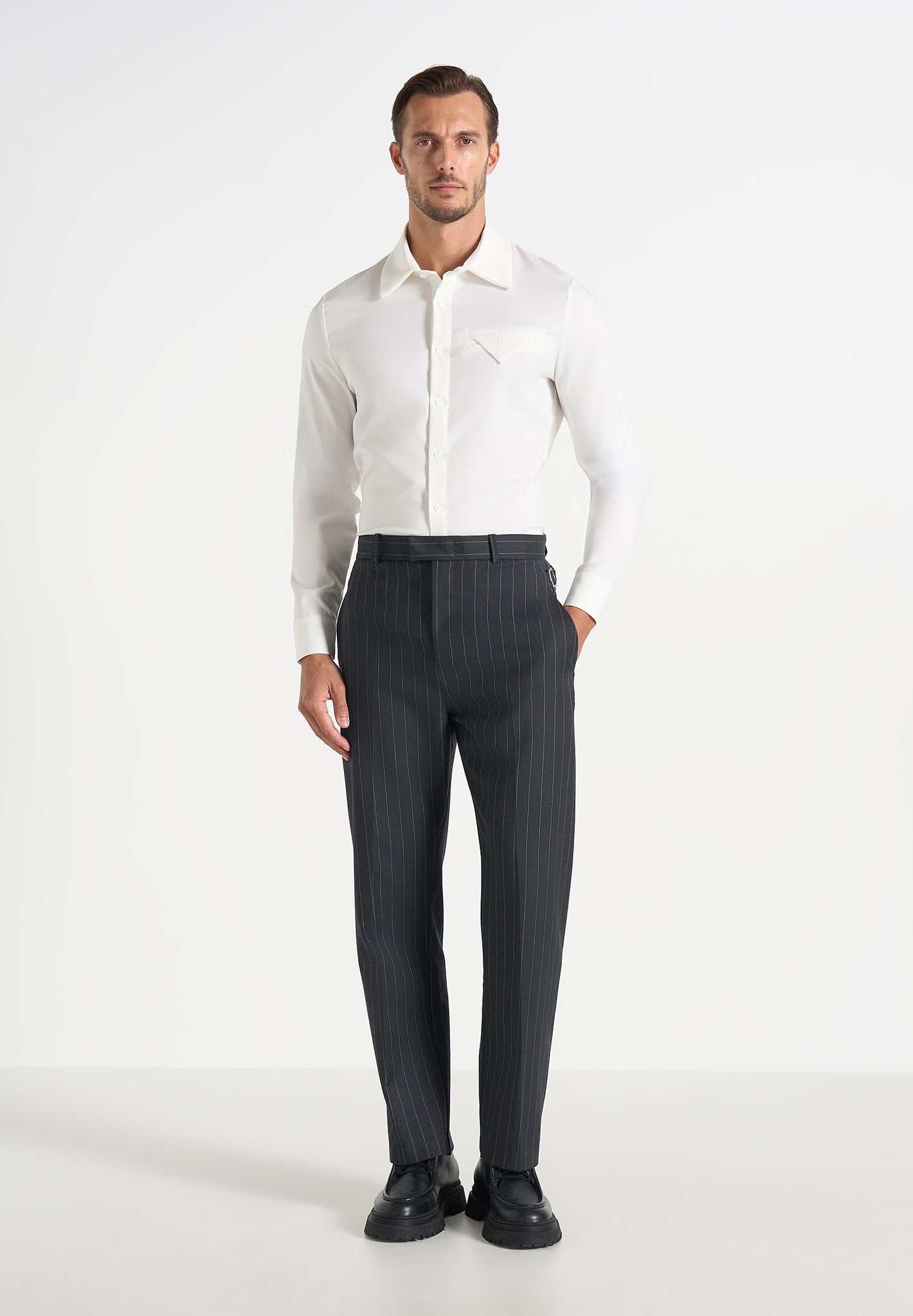 Joseph - Regular Fit Pinstripe Wool-Blend Trousers - Dark Grey