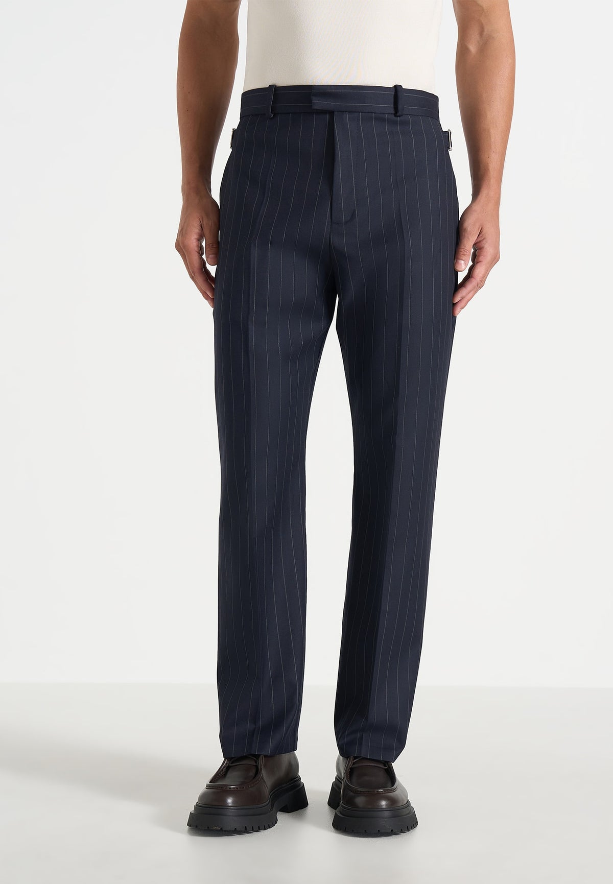 Joseph - Regular Fit Pinstripe Wool-Blend Trousers - Navy