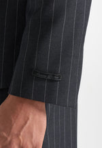 Gaston - Double Breasted Pinstripe Wool-Blend Suit Blazer - Dark Grey