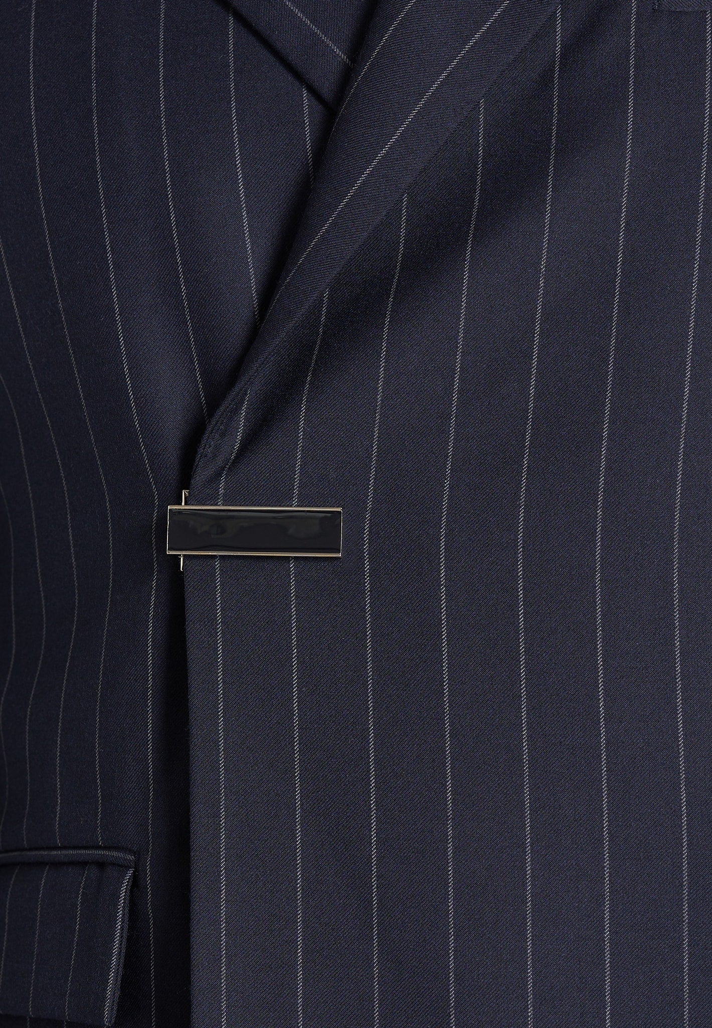 Gaston - Double Breasted Clasp Detail Wool-Blend Pinstripe  Suit Blazer - Navy