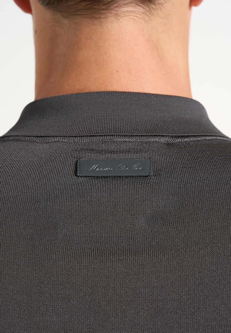 PL002 - Luxe Knitted Long Sleeve Polo Top - Grey