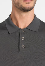 PL002 - Luxe Knitted Long Sleeve Polo Top - Grey