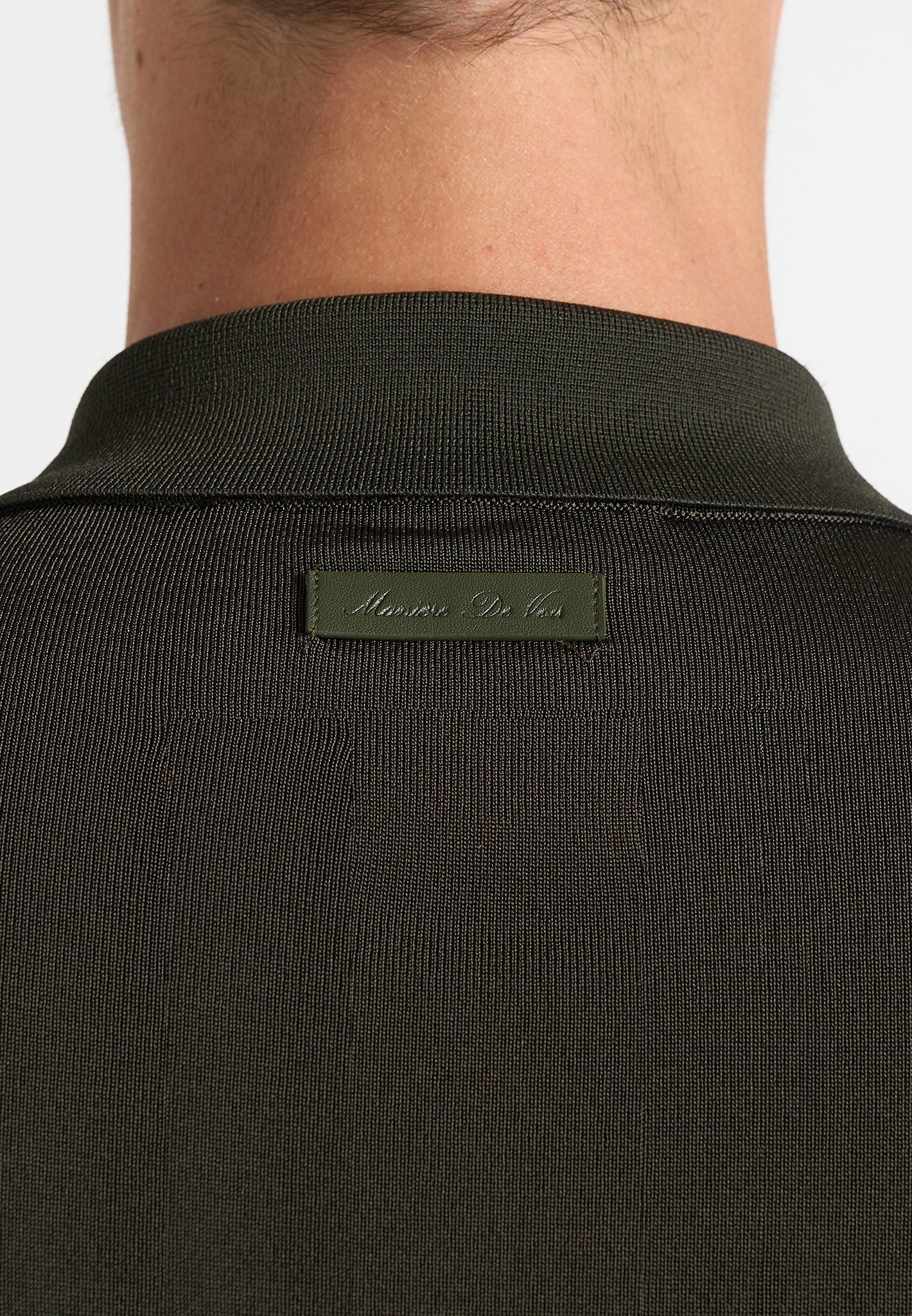 PL002 - Luxe Knitted Long Sleeve Polo Top - Olive