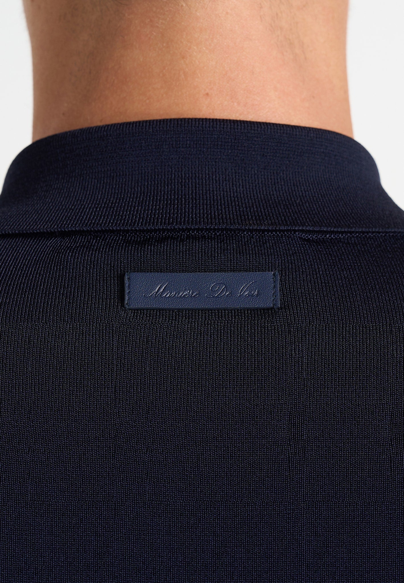 PL002 - Luxe Knitted Long Sleeve Polo Top - Navy