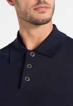 PL002 - Luxe Knitted Long Sleeve Polo Top - Navy