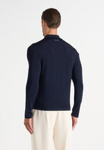 PL002 - Luxe Knitted Long Sleeve Polo Top - Navy