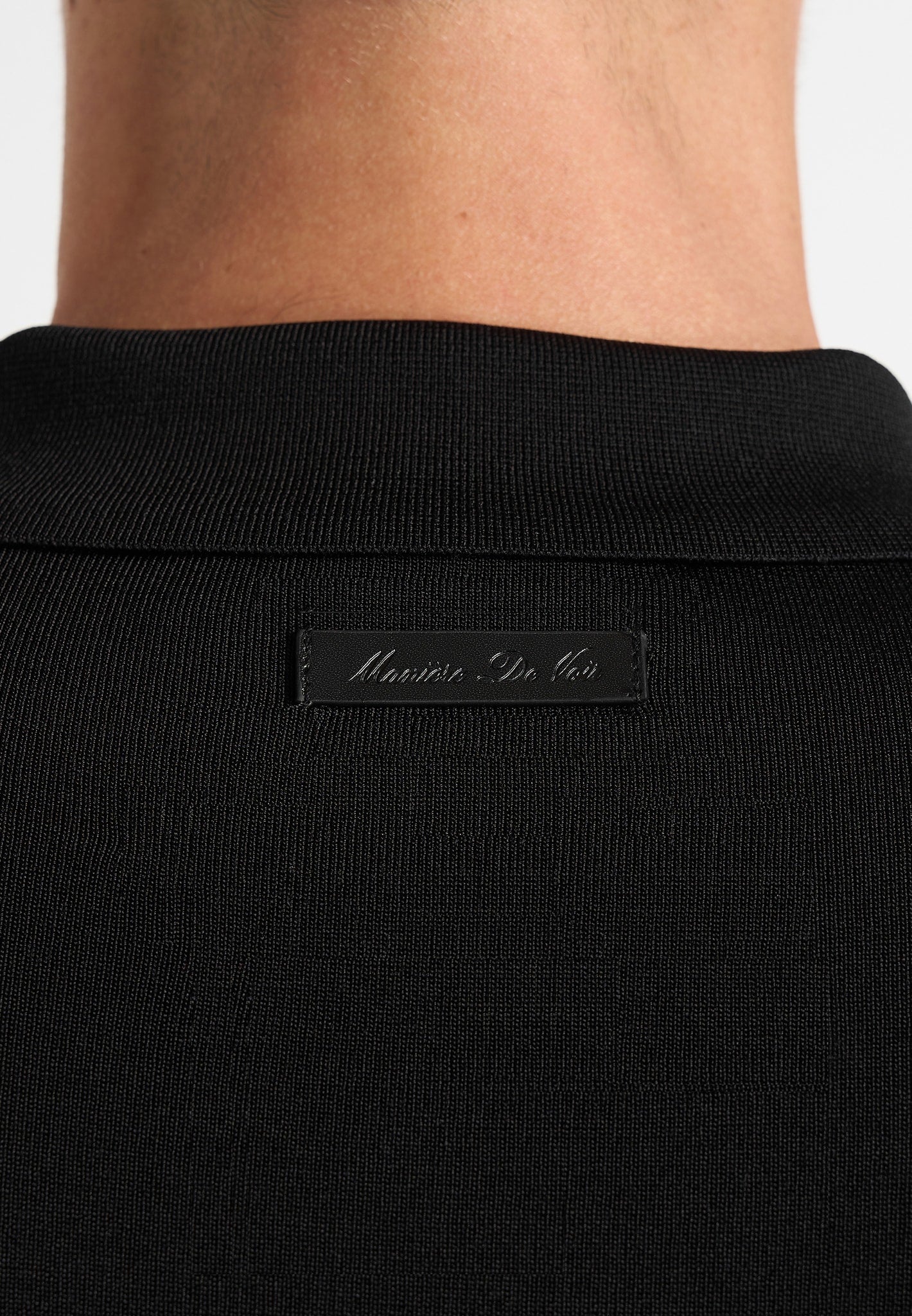 PL002 - Luxe Knitted Long Sleeve Polo Top - Black