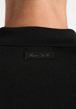 PL002 - Luxe Knitted Long Sleeve Polo Top - Black