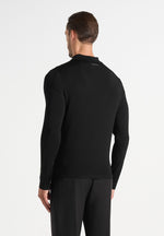 PL002 - Luxe Knitted Long Sleeve Polo Top - Black