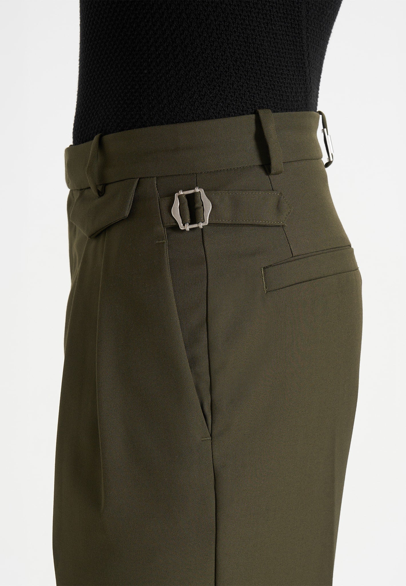 Pierre - Twin Pleat Tailored Trousers - Olive