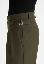 Pierre - Twin Pleat Tailored Trousers - Olive