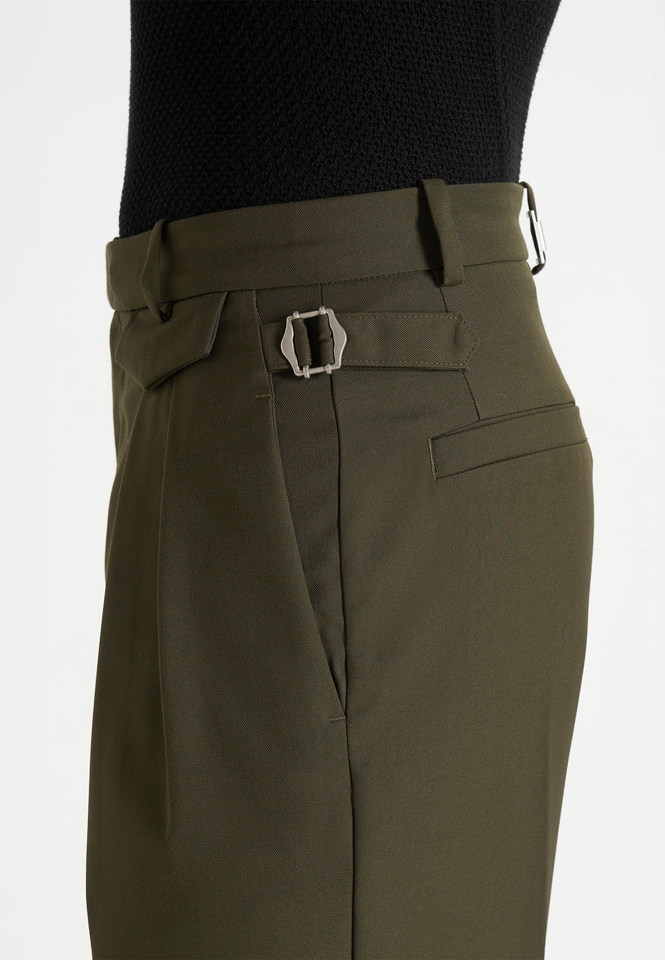 Pierre - Twin Pleat Tailored Trousers - Olive