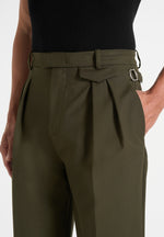 Pierre - Twin Pleat Tailored Trousers - Olive